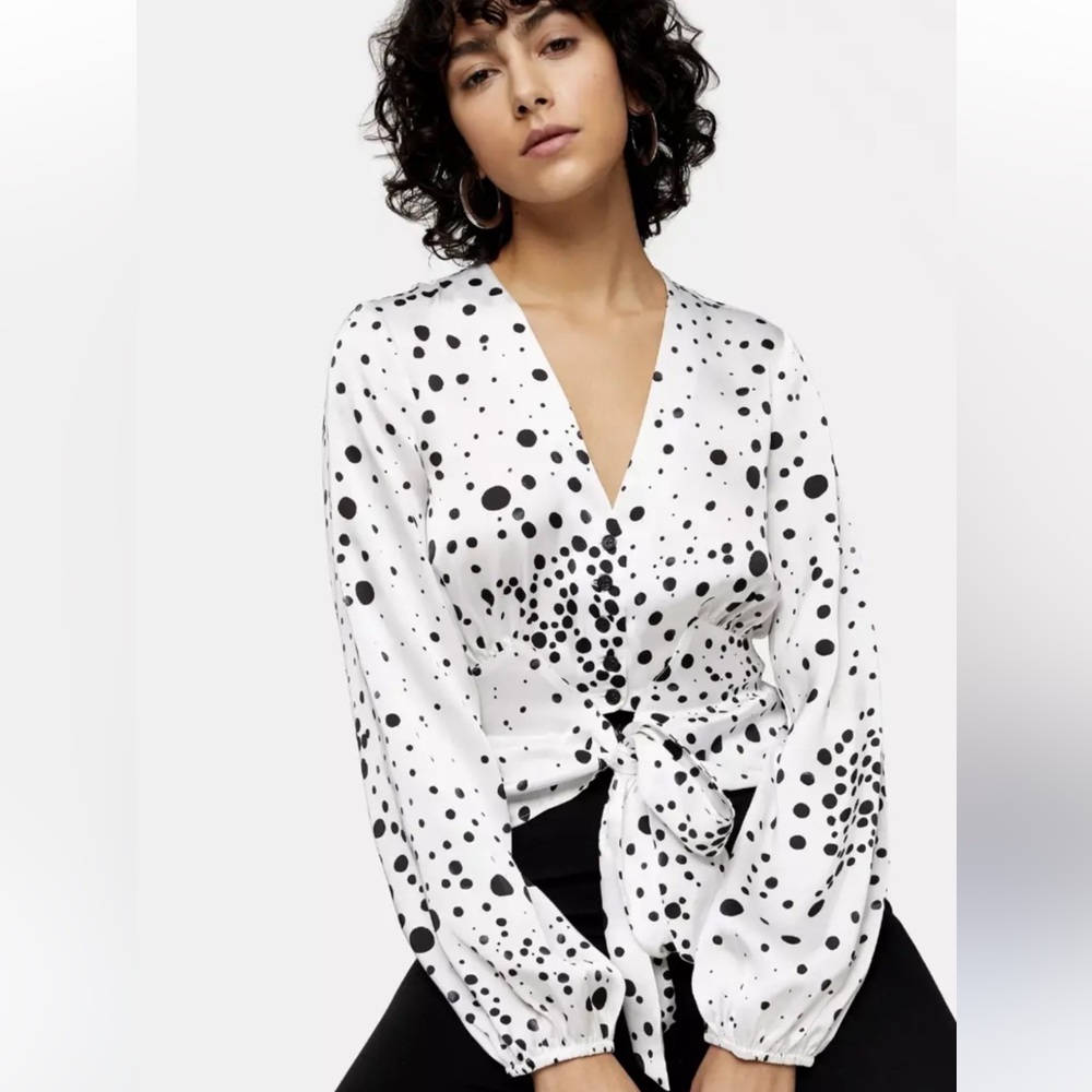 Topshop Dalmatian Print Cropped Blouse